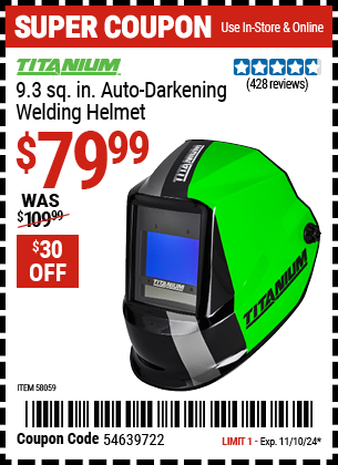 TITANIUM: 9.3 sq. in. Auto-Darkening Welding Helmet
