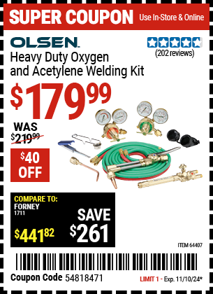 OLSEN: Heavy Duty Oxygen and Acetylene Welding Kit