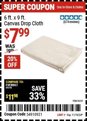 HFT: 6 x 9 Canvas Drop Cloth