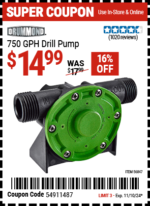 DRUMMOND: 750 GPH Drill Pump