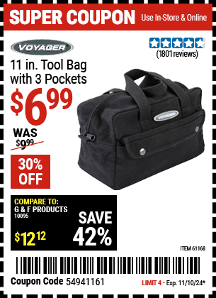 VOYAGER: 11 in. Tool Bag with 3 Pockets