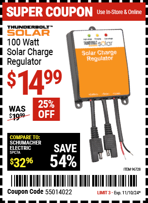 THUNDERBOLT SOLAR: 100 Watt Solar Charge Regulator