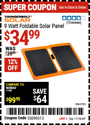 THUNDERBOLT SOLAR 9 Watt Foldable Solar Panel