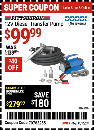 PITTSBURGH AUTOMOTIVE: 12V Diesel Transfer Pump