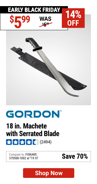 GORDON 18 in. Machete with Serrated Blade