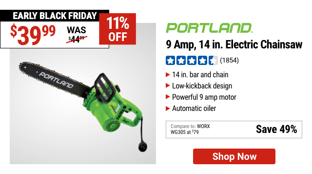 PORTLAND 9 Amp, 14 in. Electric Chainsaw