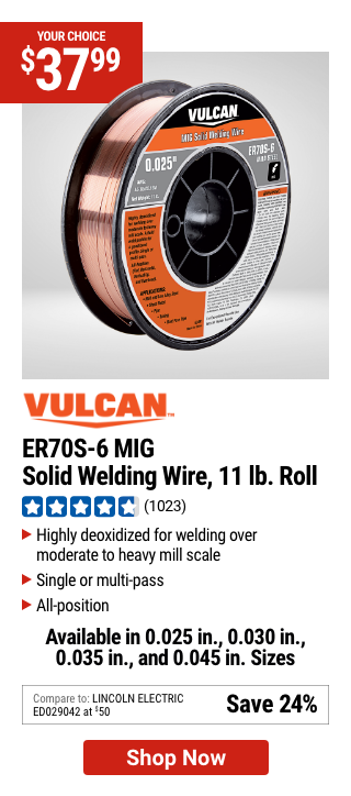 VULCAN: ER70S-6 MIG Solid Welding Wire, 11 lb. Roll