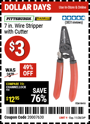 PITTSBURGH 7 in. Wire Stripper with Cutter