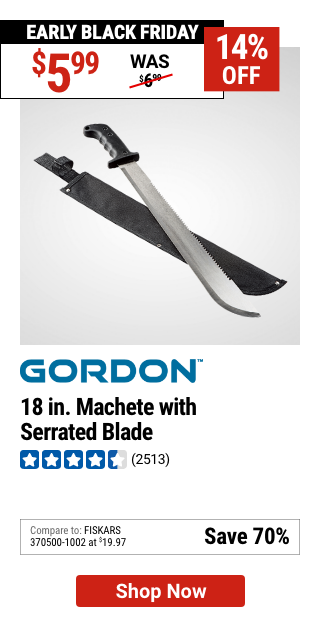 GORDON 18 in. Machete with Serrated Blade