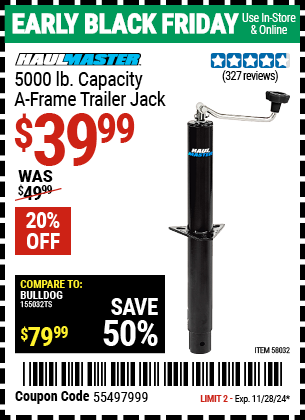 HAUL-MASTER 5000 lb. Capacity A-Frame Trailer Jack