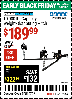 HAUL-MASTER 10,000 lb. Capacity Weight-Distributing Hitch