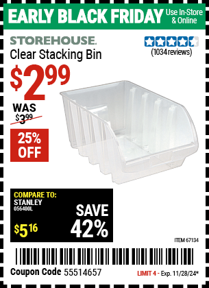 STOREHOUSE Clear Stacking Bin