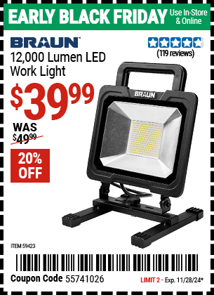 BRAUN 12,000 Lumen LED Work Light