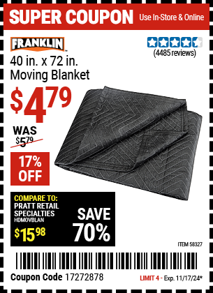 FRANKLIN 40 in. x 72 in. Moving Blanket