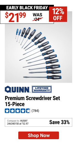 QUINN Premium Screwdriver Set, 15 Piece