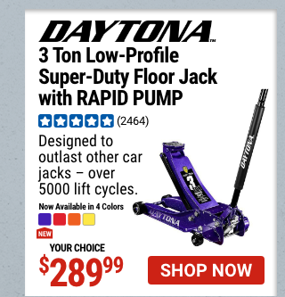 DAYTONA: 3 Ton Low-Profile Super-Duty Floor Jack with RAPID PUMP, Metallic Purple