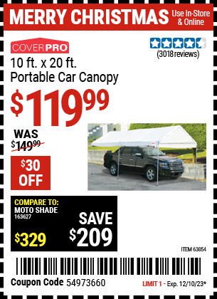 COVERPRO: 10 Ft. x 20 Ft. Portable Car Canopy