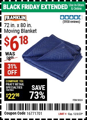 FRANKLIN: 72 in. x 80 in. Moving Blanket