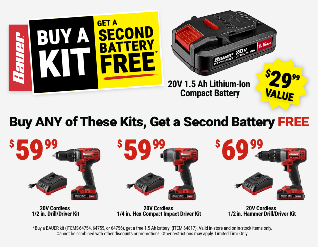 BAUER: BUY A KIT, GET A SECOND BATTERY FREE