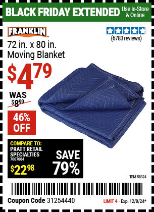 FRANKLIN 72 in. x 80 in. Moving Blanket