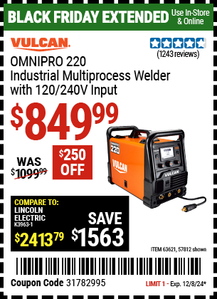 VULCAN OMNIPRO 220 Industrial Multiprocess Welder with 120/240V Input