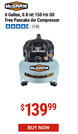6 Gallon, 0.8 HP 150 PSI Oil Free Pancake
                                                      Air Compressor