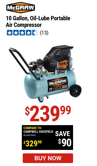 10 Gallon, 0.8 HP 150 PSI Oil Free Pancake
                                                      Air Compressor