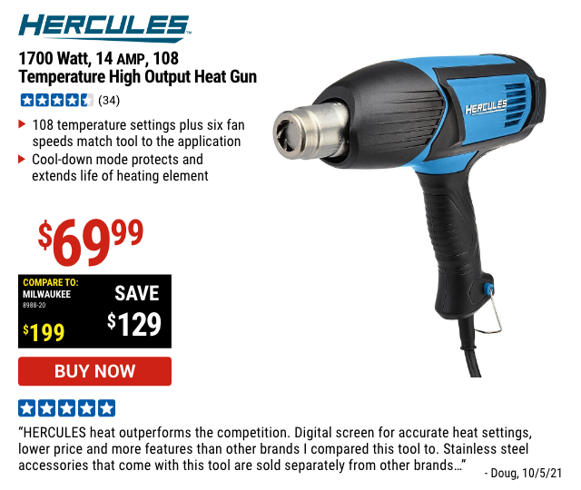 1700
                                      Watt, 14 AMP, 108 Temperature High
                                      Output Heat Gun