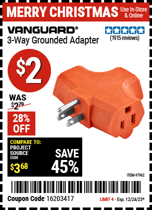 VANGUARD: 3-Way Grounded Adapter
