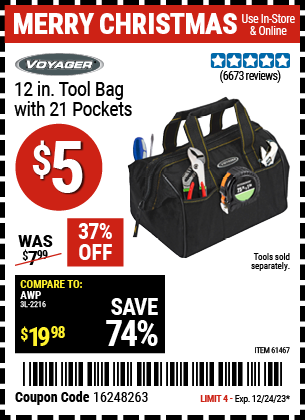 VOYAGER: 12 in. Tool Bag with 21 Pockets