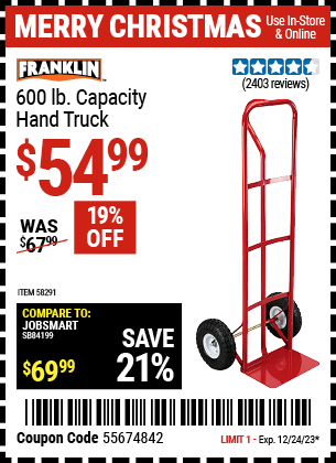 FRANKLIN: 600 lb. Capacity Hand Truck