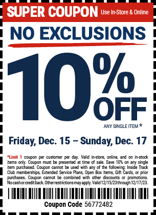 10% off Any Single Item.
