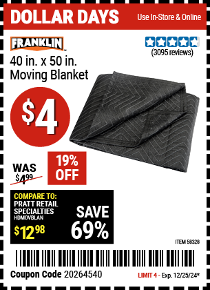 FRANKLIN 40 in. x 50 in. Moving Blanket