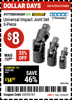 PITTSBURGH PRO Universal Impact Joint Set, 3-Piece