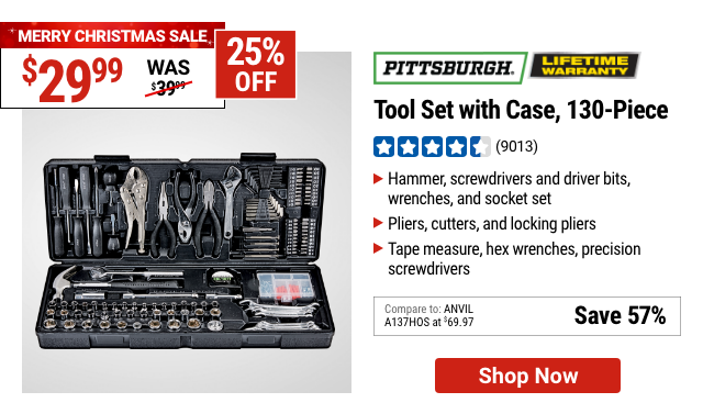 PITTSBURGH Tool Set with Case, 130 Piece