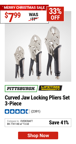 PITTSBURGH Curved Jaw Locking Pliers Set, 3 Piece