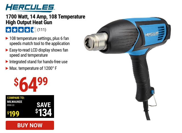 HERCULES: 1700 Watt 14 Amp 108 Temperature High Output Heat Gun