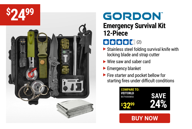 GORDON: Emergency Survival Kit, 12-Piece