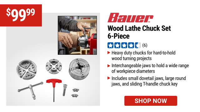 BAUER: Wood Lathe Chuck Set, 6-Piece