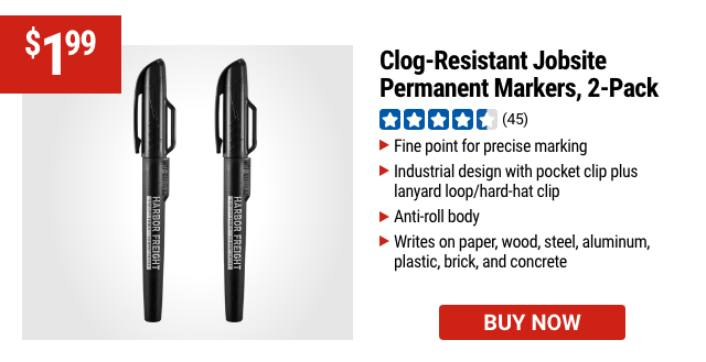 HFT: Clog-Resistant Jobsite Permanent Markers, 2-Pack