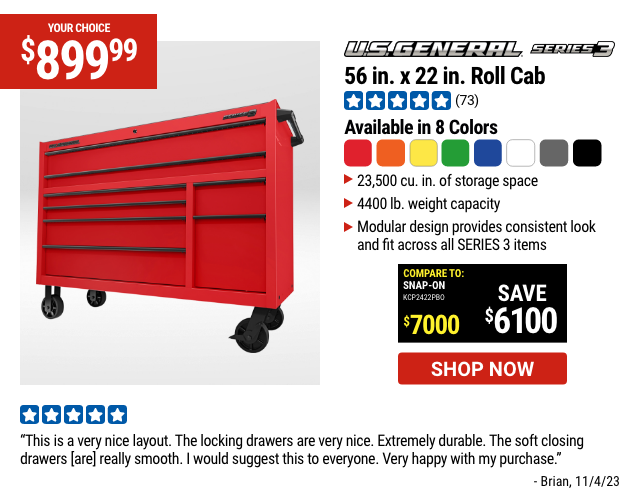 U.S. GENERAL: 56 in. x 22 in. Roll Cab