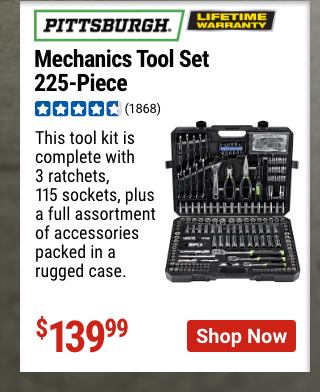 PITTSBURGH Mechanics Tool Set, 225 Piece