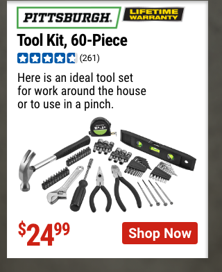 PITTSBURGH Tool Kit, 60 Pc.