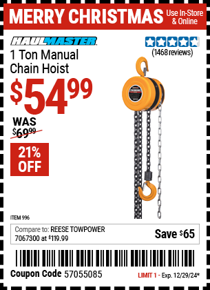 HAUL-MASTER 1 Ton Manual Chain Hoist