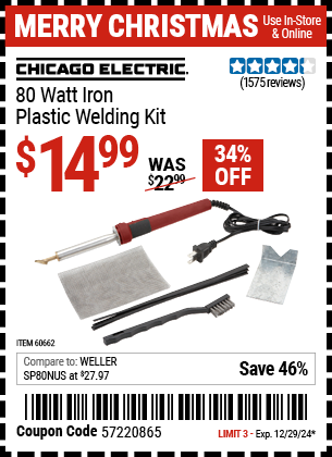 CHICAGO ELECTRIC 80 Watt Iron Plastic Welding Kit