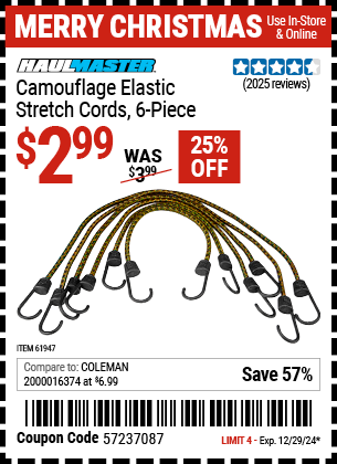 HAUL-MASTER Camouflage Elastic Stretch Cords, 6 Piece