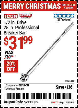 ICON 1/2 in. Drive 25 in. Professional Breaker Bar