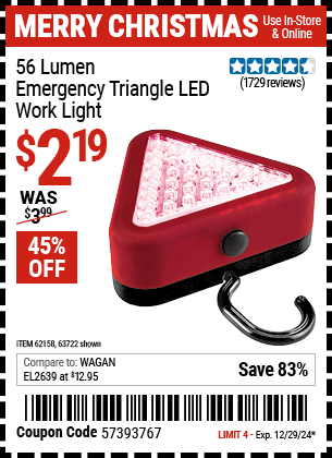 HFT 56 Lumen Emergency Triangle LED Work Light