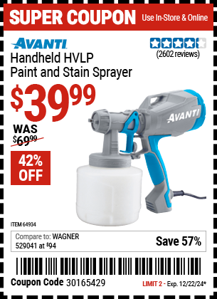 AVANTI Handheld HVLP Paint & Stain Sprayer