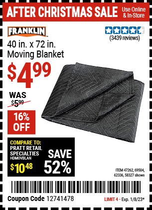 FRANKLIN: 40 in. x 72 in. Moving Blanket